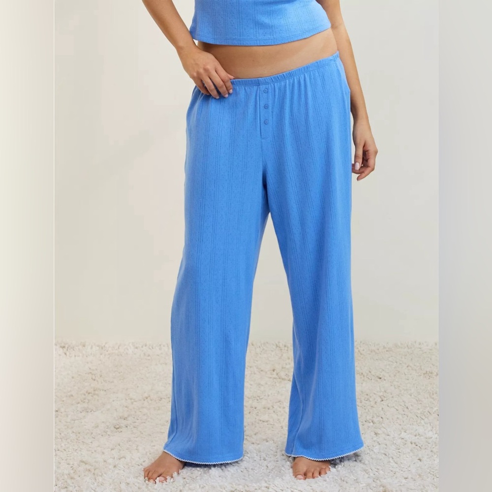 Aerie Off-Duty Pointelle Trouser PJ pants blue pajama pants